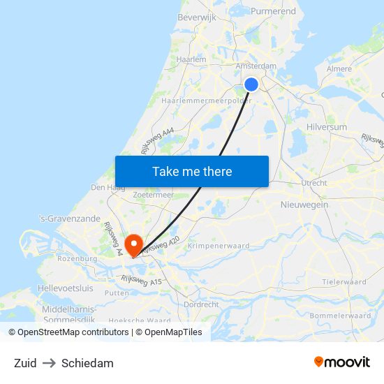 Zuid to Schiedam map