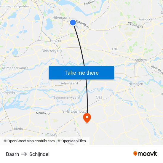 Baarn to Schijndel map
