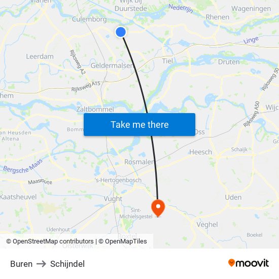 Buren to Schijndel map