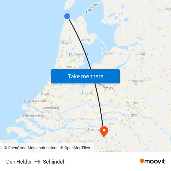 Den Helder to Schijndel map