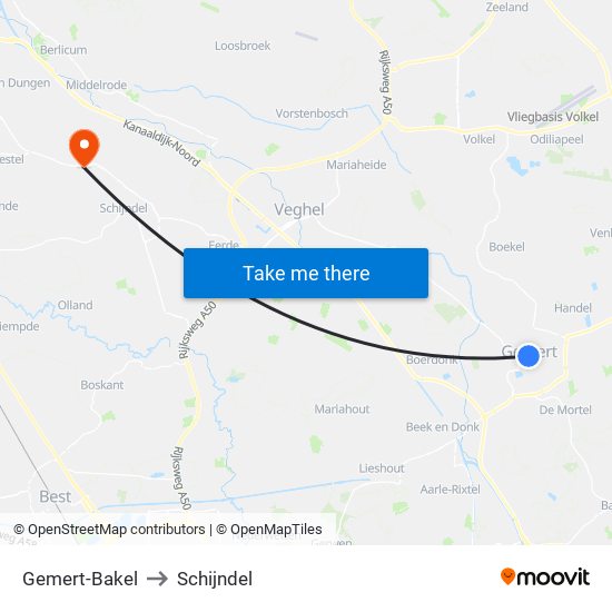 Gemert-Bakel to Schijndel map