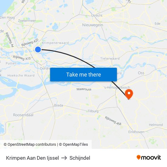 Krimpen Aan Den Ijssel to Schijndel map