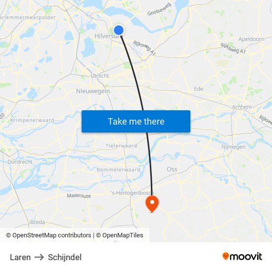 Laren to Schijndel map