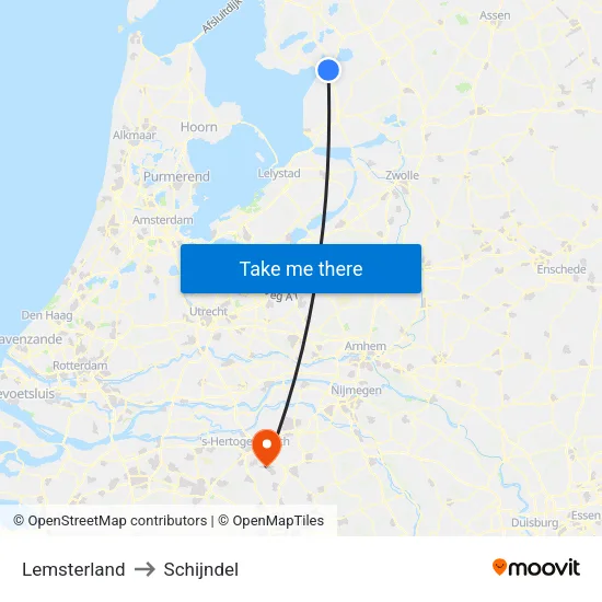 Lemsterland to Schijndel map