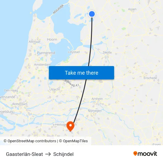 Gaasterlân-Sleat to Schijndel map