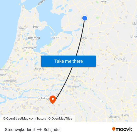 Steenwijkerland to Schijndel map