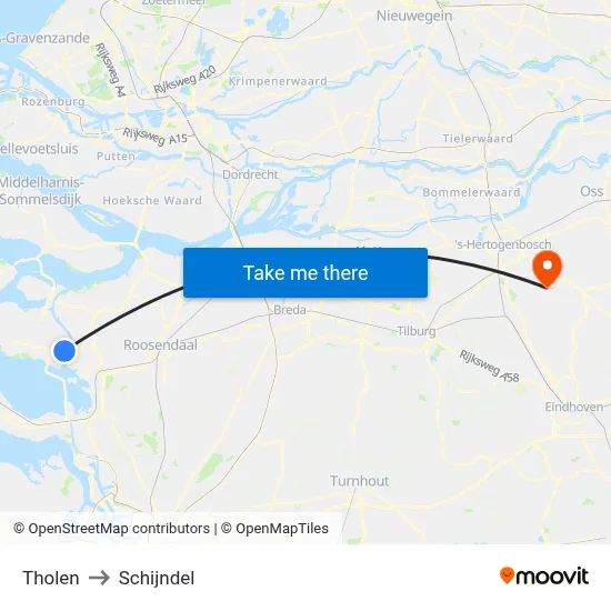 Tholen to Schijndel map