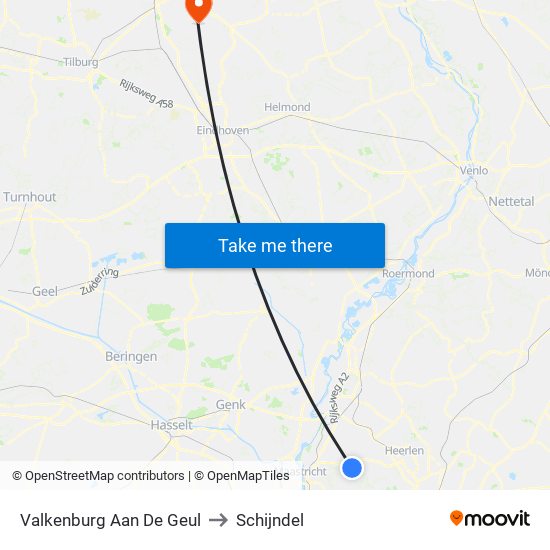 Valkenburg Aan De Geul to Schijndel map