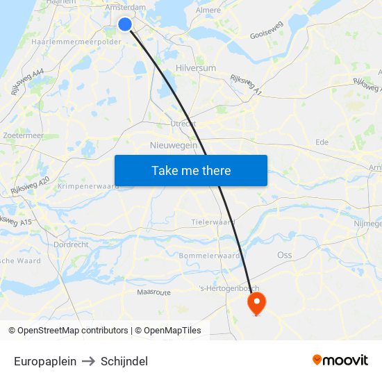 Europaplein to Schijndel map