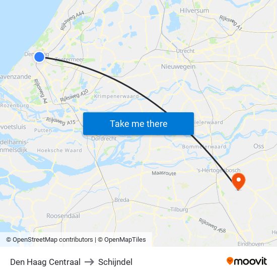 Den Haag Centraal to Schijndel map