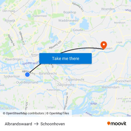 Albrandswaard to Schoonhoven map