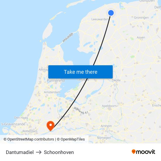 Dantumadiel to Schoonhoven map