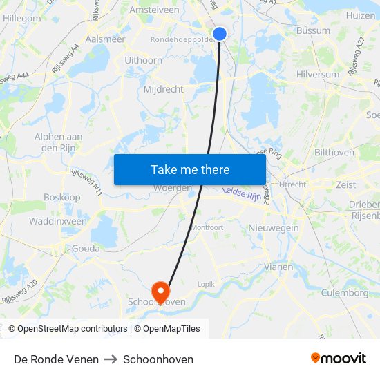 De Ronde Venen to Schoonhoven map