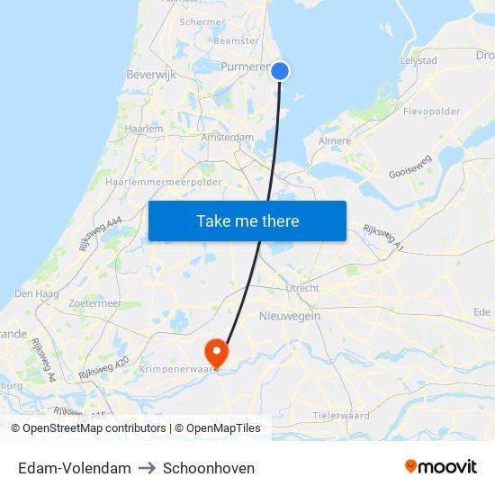 Edam-Volendam to Schoonhoven map