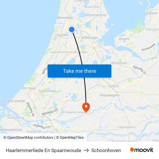 Haarlemmerliede En Spaarnwoude to Schoonhoven map