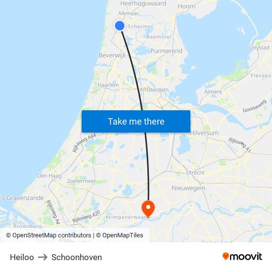 Heiloo to Schoonhoven map