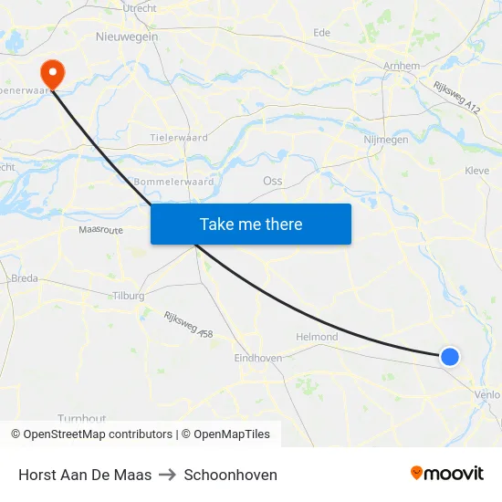 Horst Aan De Maas to Schoonhoven map