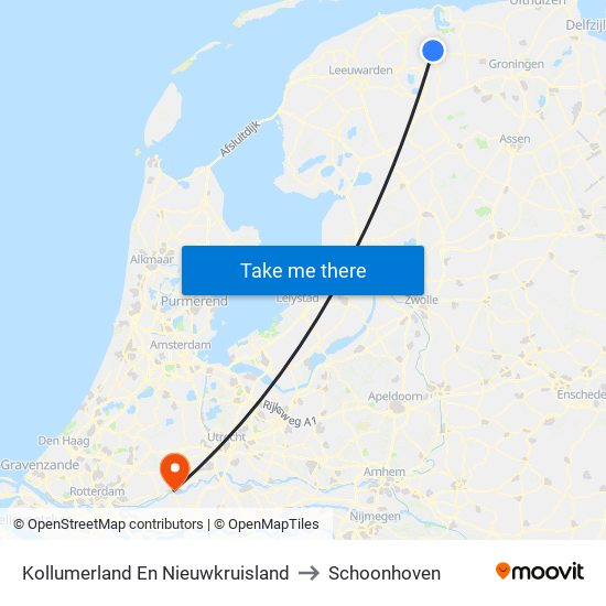 Kollumerland En Nieuwkruisland to Schoonhoven map