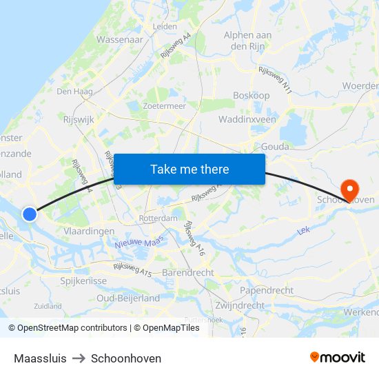 Maassluis to Schoonhoven map