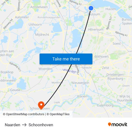 Naarden to Schoonhoven map