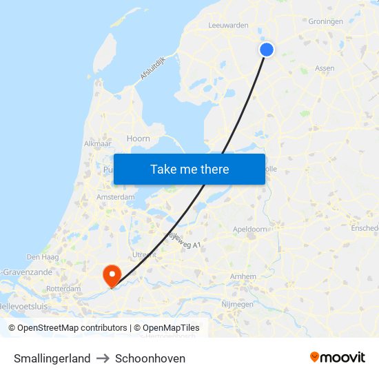 Smallingerland to Schoonhoven map