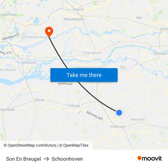 Son En Breugel to Schoonhoven map