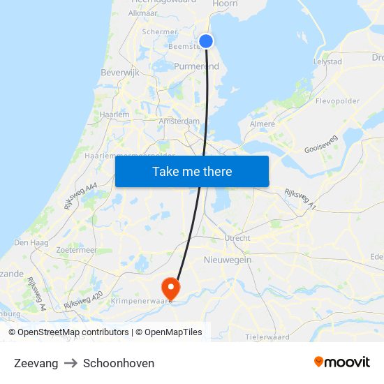 Zeevang to Schoonhoven map