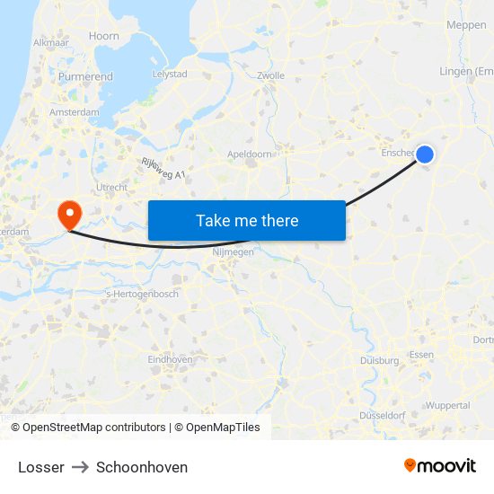 Losser to Schoonhoven map