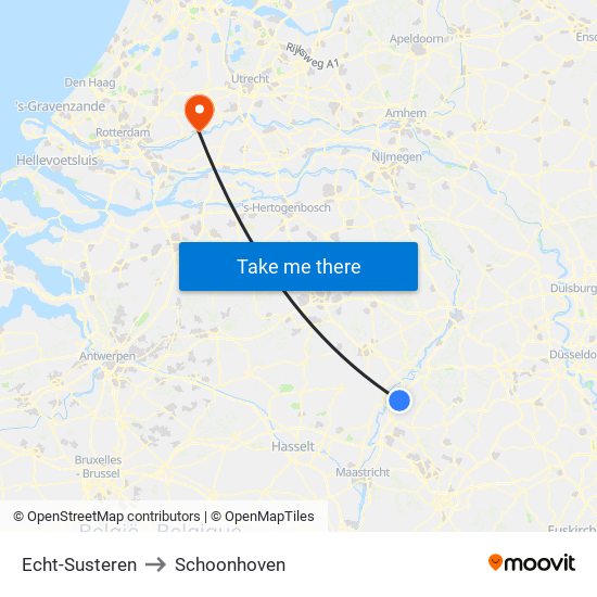 Echt-Susteren to Schoonhoven map