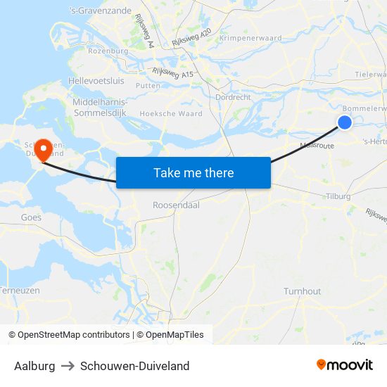 Aalburg to Schouwen-Duiveland map