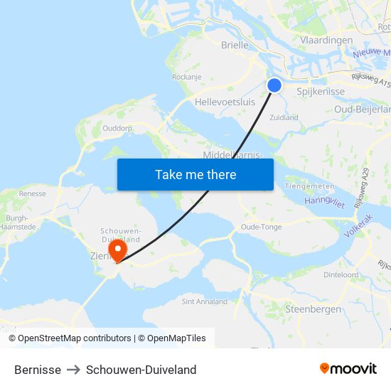 Bernisse to Schouwen-Duiveland map