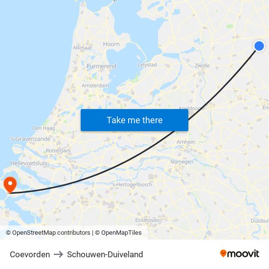 Coevorden to Schouwen-Duiveland map