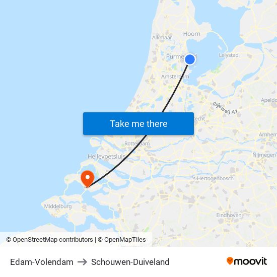 Edam-Volendam to Schouwen-Duiveland map