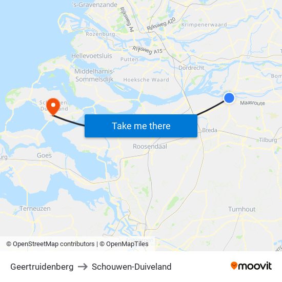 Geertruidenberg to Schouwen-Duiveland map