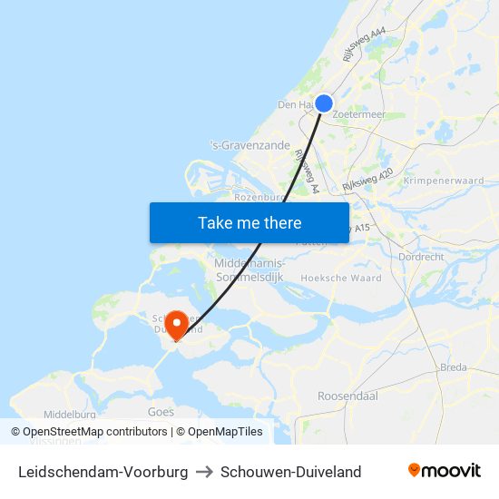 Leidschendam-Voorburg to Schouwen-Duiveland map