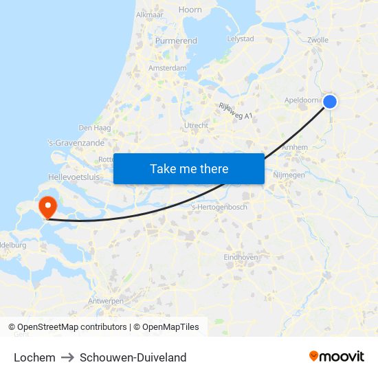 Lochem to Schouwen-Duiveland map