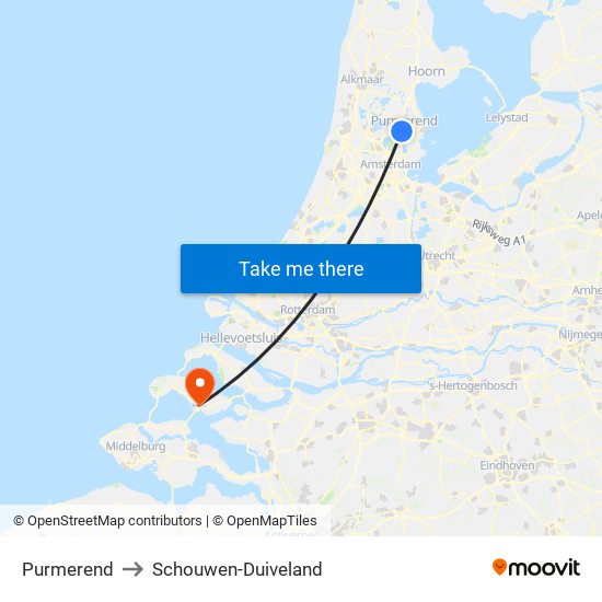 Purmerend to Schouwen-Duiveland map