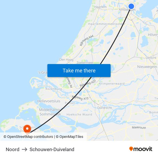 Noord to Schouwen-Duiveland map