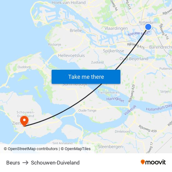 Beurs to Schouwen-Duiveland map