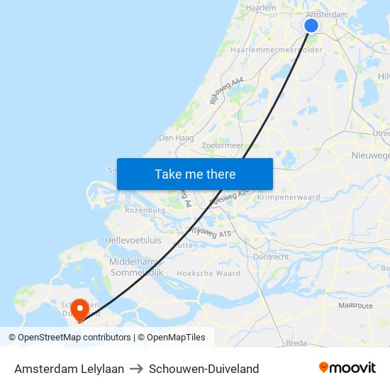 Amsterdam Lelylaan to Schouwen-Duiveland map