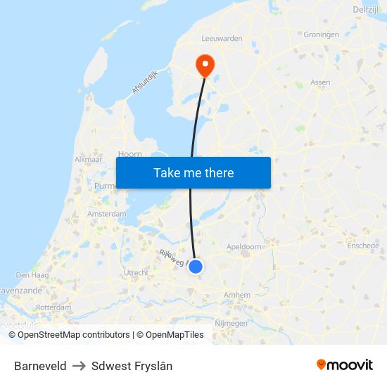 Barneveld to Sdwest Fryslân map