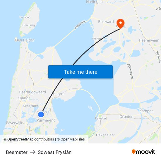 Beemster to Sdwest Fryslân map