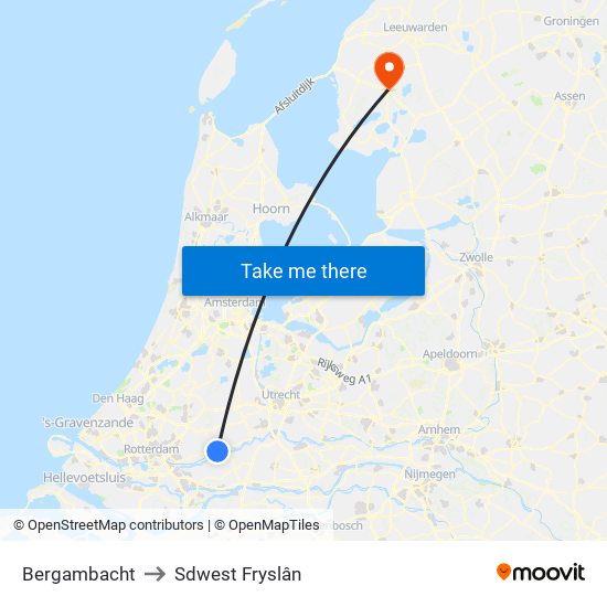 Bergambacht to Sdwest Fryslân map