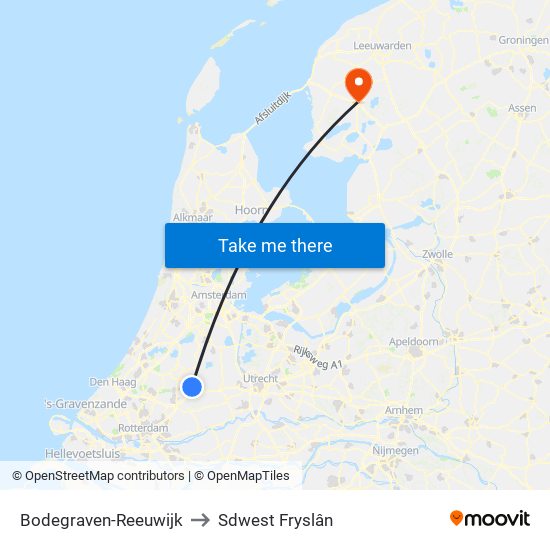 Bodegraven-Reeuwijk to Sdwest Fryslân map