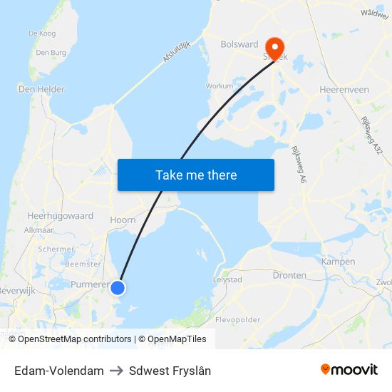 Edam-Volendam to Sdwest Fryslân map