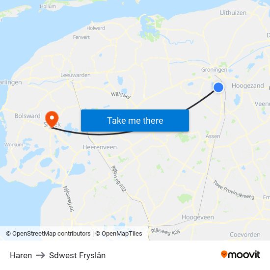 Haren to Sdwest Fryslân map