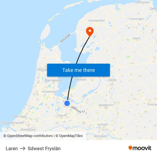 Laren to Sdwest Fryslân map