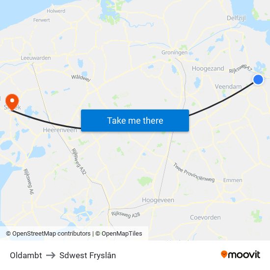 Oldambt to Sdwest Fryslân map