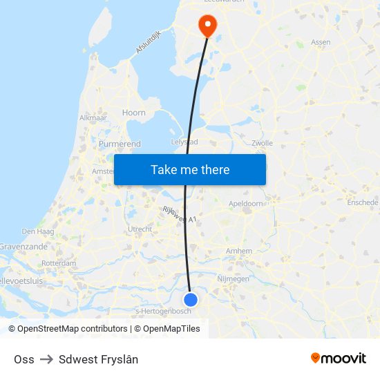 Oss to Sdwest Fryslân map