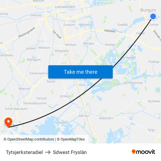 Tytsjerksteradiel to Sdwest Fryslân map